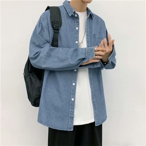 牛仔衬衫男潮牌潮流休闲宽松上衣春秋外套痞帅工装衬衣CS225-P45图片