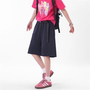 A429-YK188-特P28 夏季轻薄透气速干腰带卡扣斜切冰丝短裤图片
