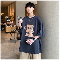 春夏新款趣味纸袋恐龙印花短袖宽松M~5XLXZ604-DT219-P25控39，男装T恤，星座604