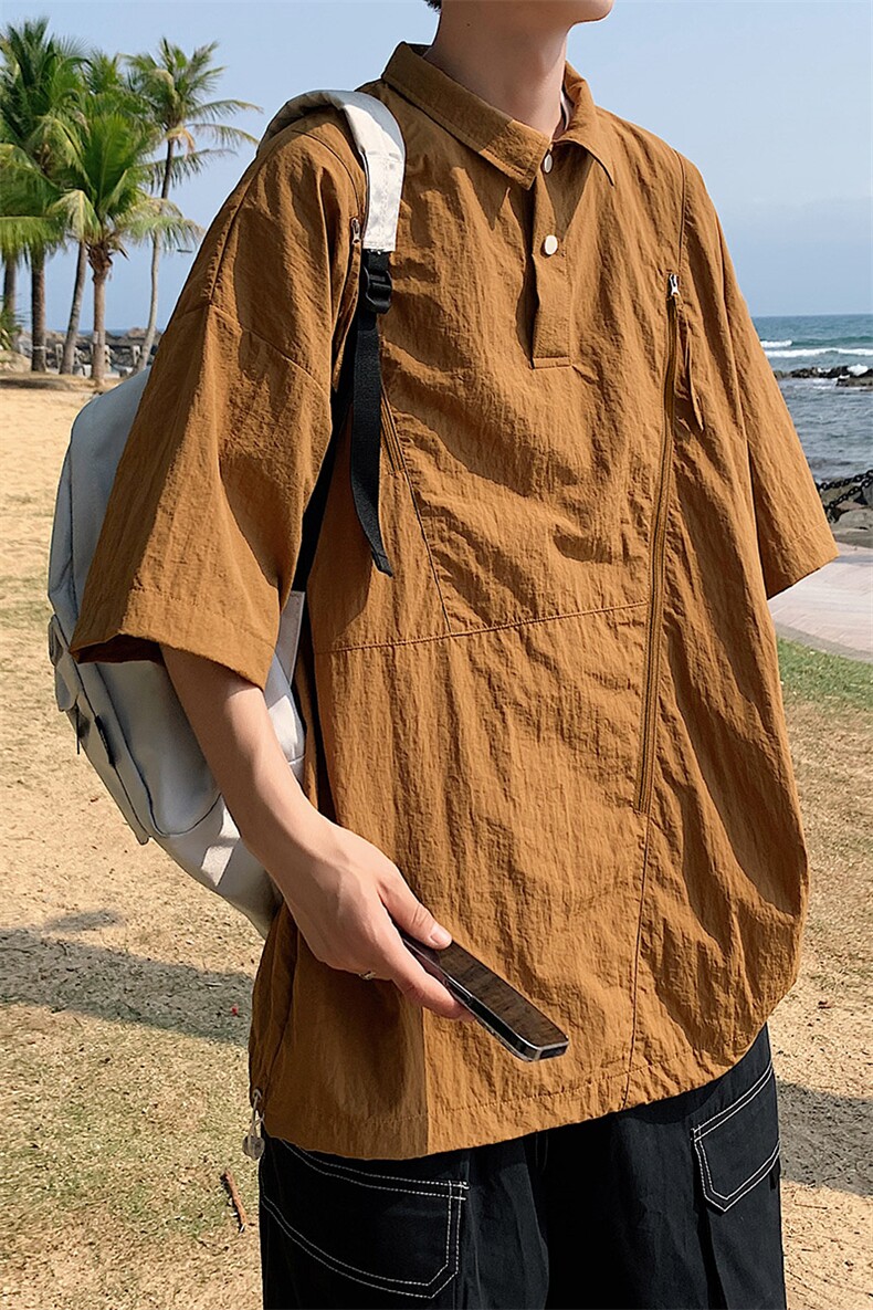 夏季潮流休闲衬衣宽松大码短袖衬衫A161-1704-P40,男装衬衫,电商A161