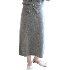 针织半身裙女秋冬2025年新款韩版纯色高腰包臀裙，女装半身裙，仟禧羊绒