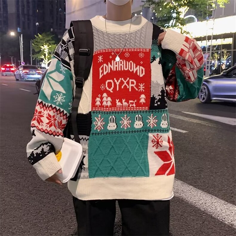 毛衣男港味2023秋季复古英文字母日系针织衫A506P60,男装针织衫/毛衣,星座1116-2