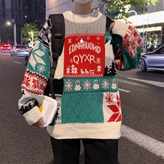 毛衣男港味2023秋季复古英文字母日系针织衫A506P60，男装针织衫/毛衣，星座1116-2