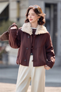 时尚羊羔毛领加绒派克服外套女2025冬季新款休闲气质保暖棉服上衣图片