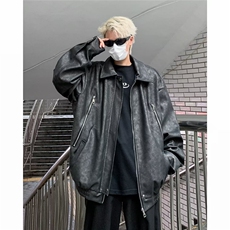 美式潮牌重磅棕色机车外套复古oversize设计感小众男夹克J8226，男装夹克，星座1116A-1（原606A）