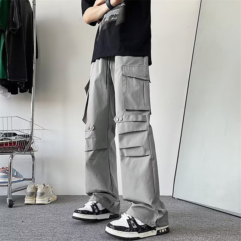 工装裤子男美式宽松直筒休闲长裤男生潮牌高街伞兵裤M5377-p43,男装工装外套,星座1008