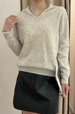 时尚女装七针一线羊毛连帽衫显瘦百搭V领毛衣舒适保暖秋冬季新款，女装羊毛衫，臻纶羊绒