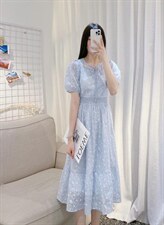 DINOBIENS【现货】夏季新款定制压花纯色连衣裙，女装连衣裙，迪诺比亚