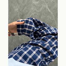 美式高街潮牌男女泡泡格子休闲裤直筒宽松慵懒显瘦阔腿休闲长裤子，男装休闲裤，电商A486