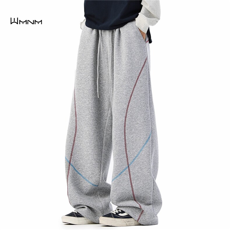 美式撞色哈苏线运动卫裤男女秋季休闲长裤高街潮牌阔腿裤子XXA28，男装休闲裤，星座208-5