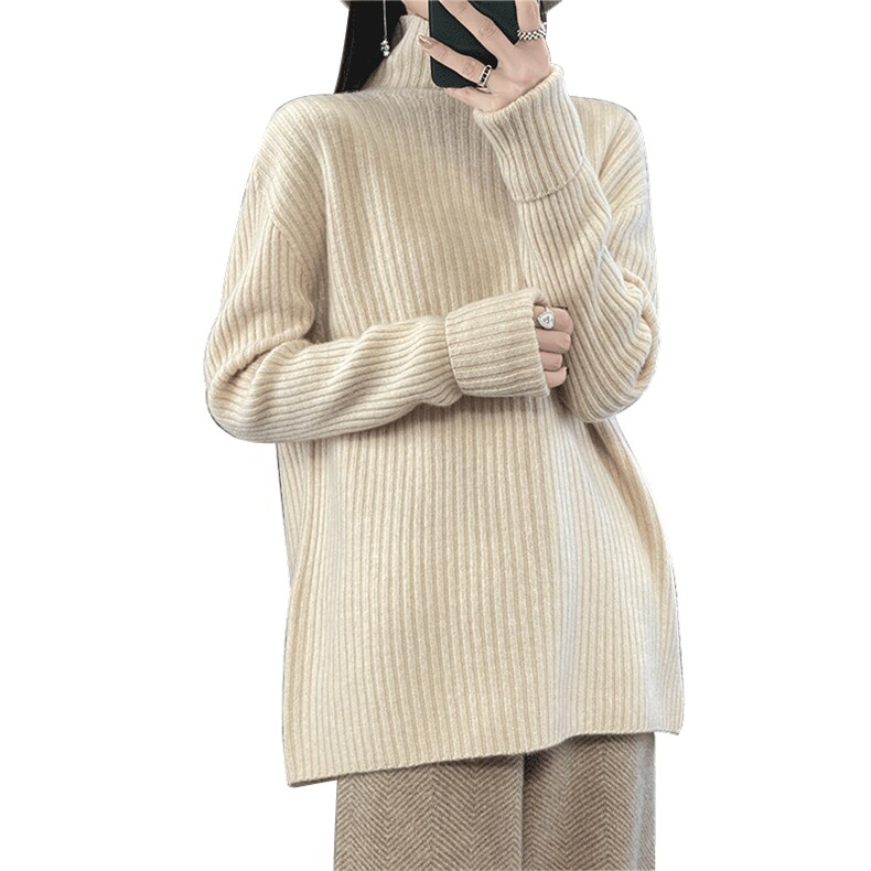 S-2323"高领毛衣女套头秋冬新款宽松慵懒风羊毛,女装羊毛衫,蒙莲贝斯