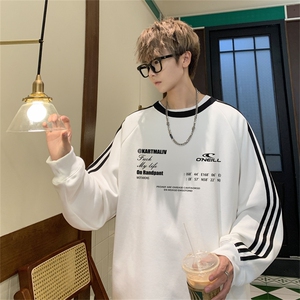 美式三杠条纹复圆领卫衣秋冬男女宽松长袖SW2466 -P45控68 50棉图片