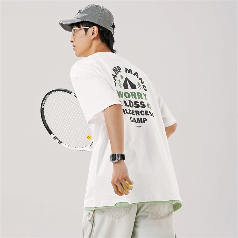 2024夏季新款男装日系潮牌纯棉印花圆领宽松短袖休闲T恤T926-F44图片
