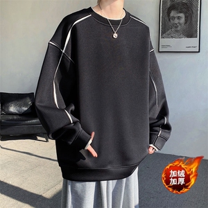 6883加绒款菠萝格拼接圆领休闲潮男生长袖卫衣YY6883-P50加绒P60图片