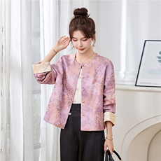 新中式短款外套女春秋2026新款新款高端减龄气质休闲时尚提花上衣，女装短外套，丽影随形