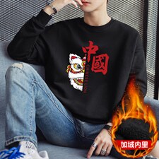 跑量加绒卫衣男秋冬打底上衣潮学生时尚百搭厚款卫衣F070加绒-P19，男装T恤，星座1816-2（原1210–2）