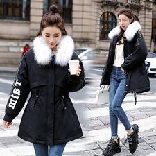 2020年冬季加厚带毛领拉链抽绳收腰显瘦休闲派克服棉衣棉服，女装棉衣/棉服，艾尚靓装