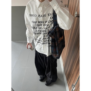 【有货】cleanfit白色字母衬衫男高级感痞帅长袖衬衣1288LL-P39图片