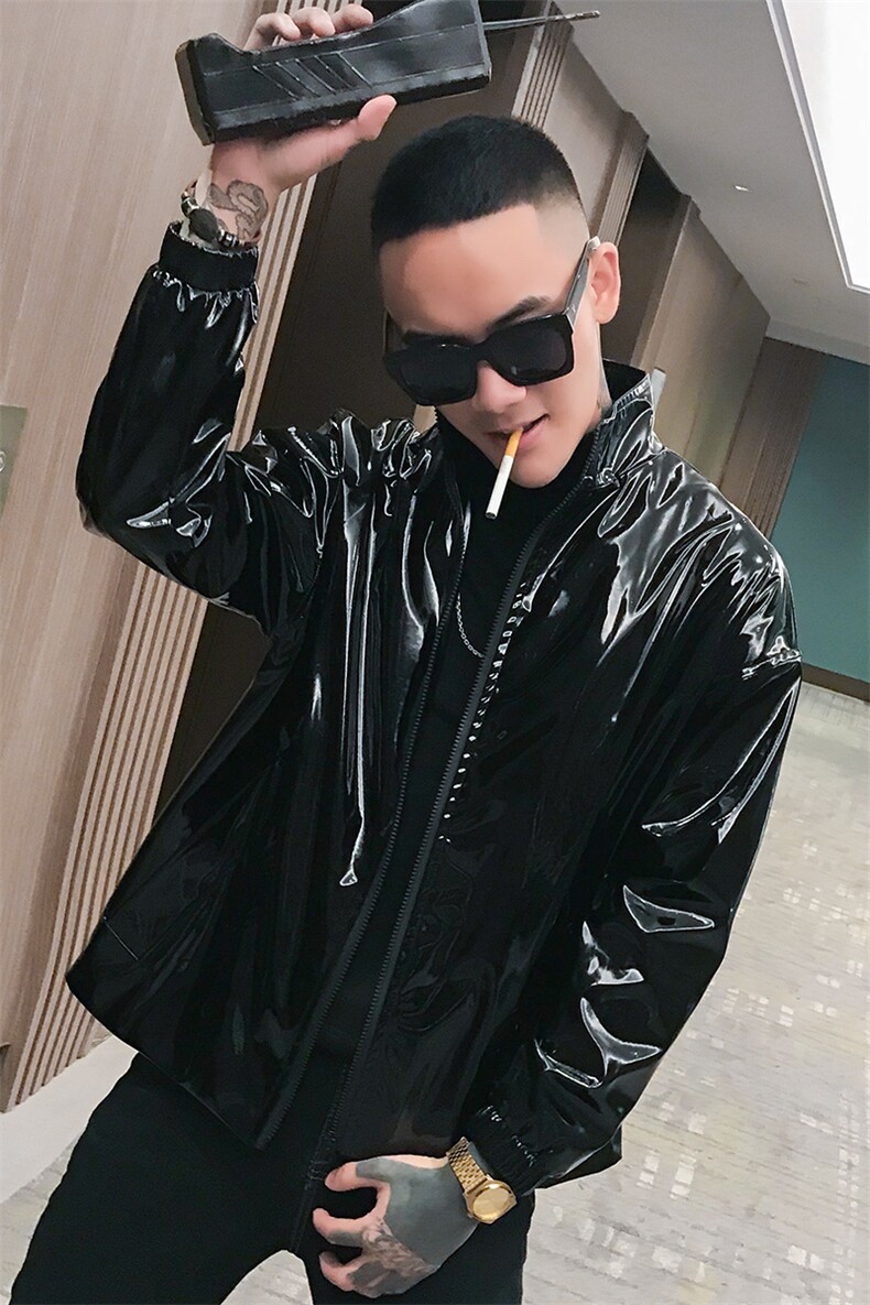 秋季新款男士皮夹克机车服社会小伙立领款皮衣外套A328-1961,男装皮衣,星座406