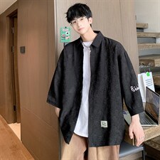 1港风花型七分袖衬衫男大码M-5XL风情侣衬衫男QCS7023P45控68，男装衬衫，星座226-2