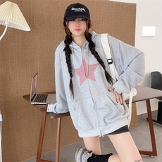 秋装贴布双拉链开衫卫衣女外套连帽卫衣女秋季新款E671-P40，女装短外套，星座911-2(原星座613-2）