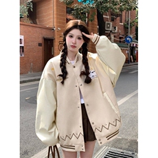 A511-P82春秋潮流小羊刺绣棒球服设计感小众情侣夹克上衣外套，男装夹克，星座911