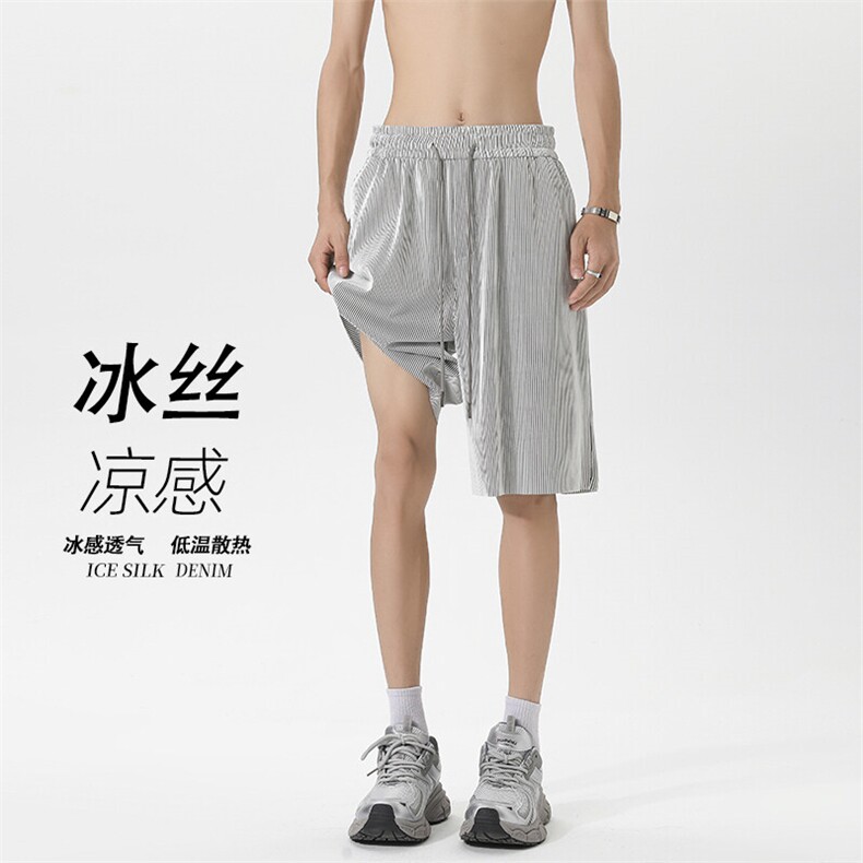 2025HK25578改短无影墙冰丝条纹短裤M-5XLHK25577-特P25,男装休闲裤,电商A022
