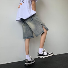 破洞五分牛仔短裤男韩版破洞宽松夏季薄款休闲中裤复古80511-p40，男装牛仔裤，星座1008