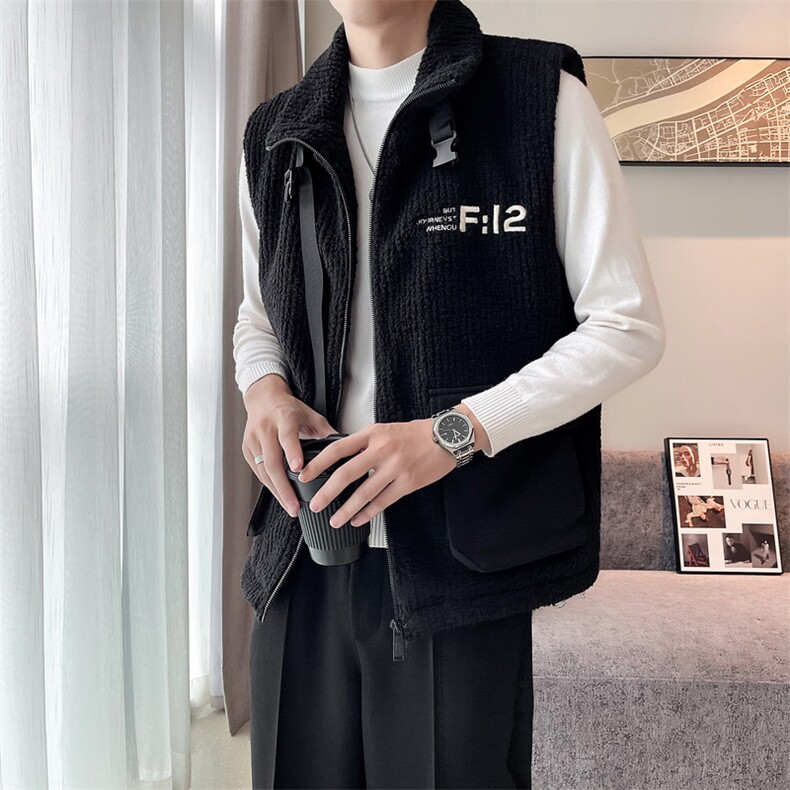 2024冬季加厚羊羔毛立领棉马甲背心外套男M501-p115控165,男装背心/马甲,电商D303