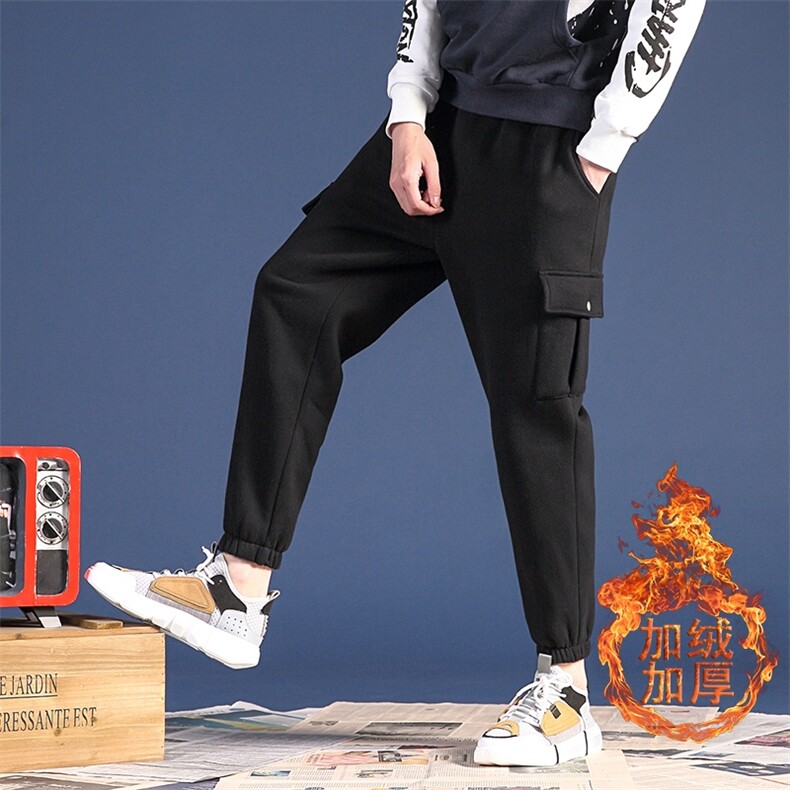 冬季新款加绒加厚蒙马日系港chic国潮基础休闲工装裤CK32-P50,男装休闲裤,电商A021A
