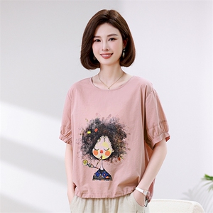 时尚宽松短袖T恤女夏季新款卡通印花上衣百搭休闲女装衬衫图片