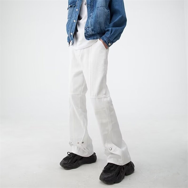 春季欧美高街vibe裤子高街潮牌牛仔裤男排扣显瘦微喇裤A200-p55，男装牛仔裤，星座1008