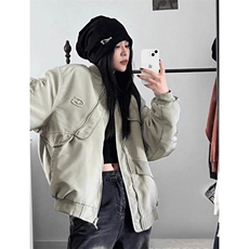 美式街头风小众设计感拉链棒球服外套春秋复古款飞行夹克oversize，男装夹克，星座506A