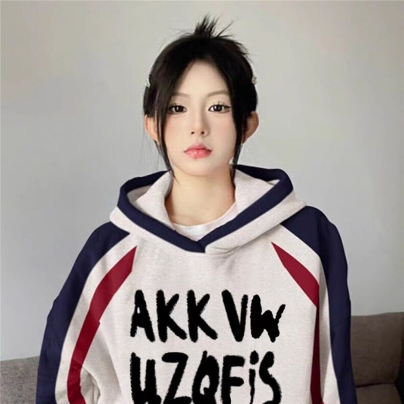 网络图现货秋季重磅美式宽松接拼连帽卫衣RFB1260-P65,男装卫衣,星座1005-4