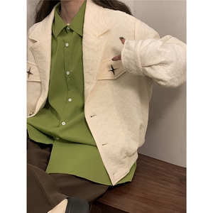中性风黄底美式夹克女潮牌夹克男情侣大码外套女JK8748P95控128图片