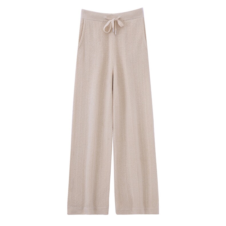 2025年秋季新款百搭人紫纹亮色阔腿裤，女装休闲裤，宏杨羊绒
