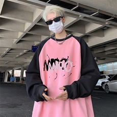 粉色拼黑袖