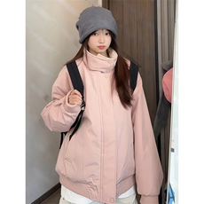 网图羊羔毛毛领棉服派克服男女冬季2025新款立领工装棉衣外套P78，男装棉衣，电商C306-1