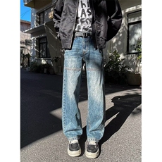 高街复古水洗蓝色牛仔裤男NT814P46，男装牛仔裤，星座1116-2