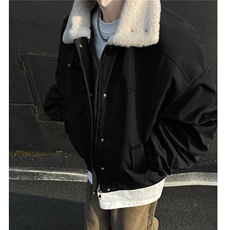 冬装美式复古羊羔毛翻领棉服飞行夹克棉衣加厚外套男H1031P128，男装夹克，电商A341