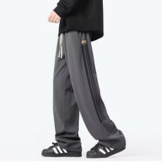 美式宽松直筒黑色休闲裤男士阔腿百搭潮流长裤K20012-310B-1-P36，男装休闲裤，星座310B-1