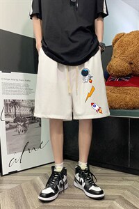 HD74165-P22 华夫格短裤男大码宽松五分裤男直筒中裤图片