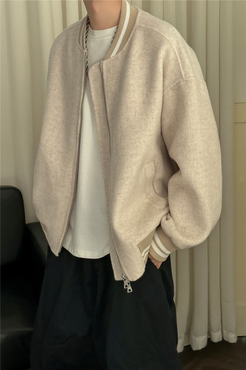 现货羊毛呢料外套男宽松休闲棒球服A351-AJ2641-P115控188,女装短外套,电商A351