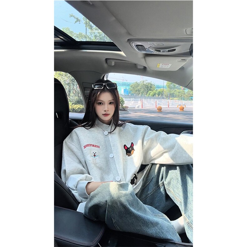 趣味毛巾绣慵懒开衫卫衣男女 xh133-特p70图片