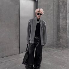 网络图现货针织开衫外套拉链常规款宽松型翻领外穿RMY9226-P75，女装短外套，星座1005-4