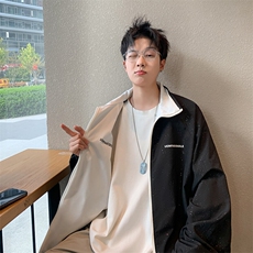 美式夹克外套男春秋款宽松潮流满天星两面穿拉链外套JK08893-P72，男装夹克，星座308B-1