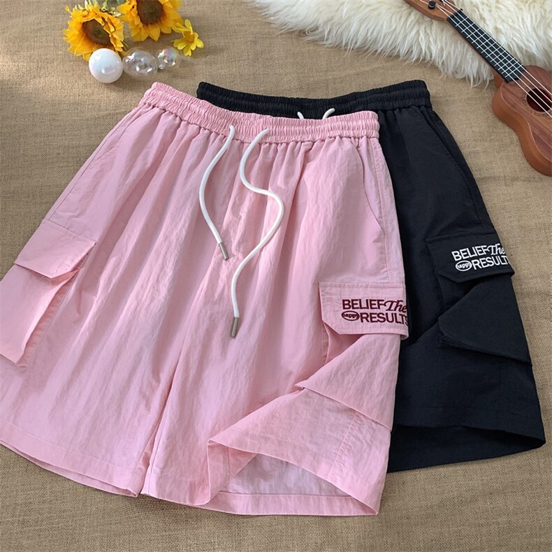 夏季新款多巴胺口袋刺绣短裤宽松宽松 M~4XL XZ604-DK213-P35控48图片