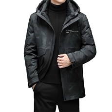 2023冬季新款纯色羽绒服休闲外套中年爸爸装连帽上衣YYYR320-P350，男装羽绒服，电商B212（原钱塘6029）
