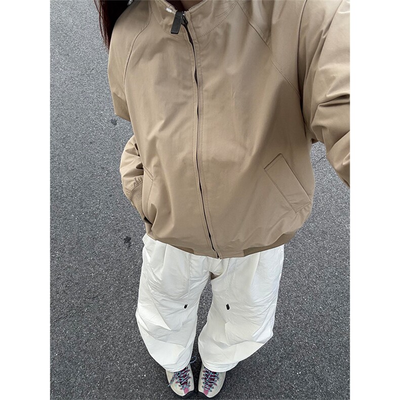 高品 U家同款 春季哈灵顿夹克男女立领茄克宽松休闲外套A1333-P85图片