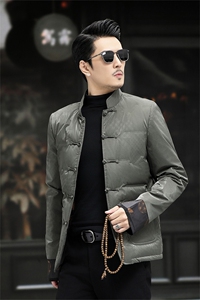 中年唐装90%白鸭绒复古盘扣风中式爸爸羽绒服外套A517-P198图片